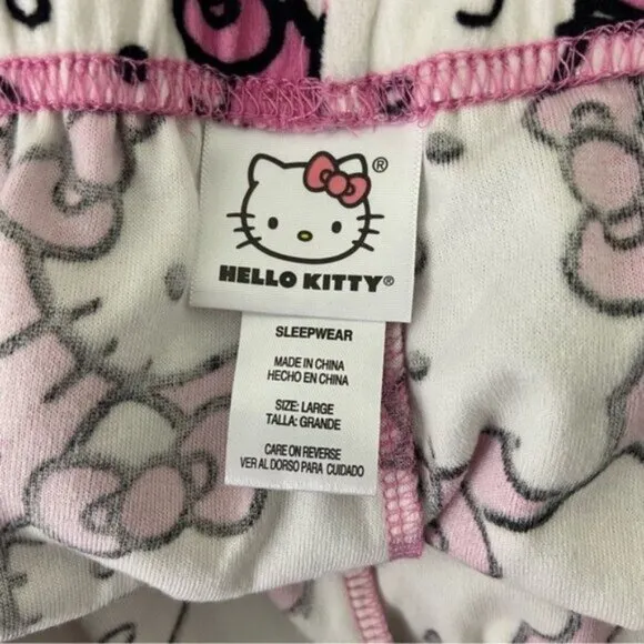 Hello Kitty Pink Hello Kitty Face Pajama Pants Size L NWT