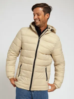 Hooded Puffer Jacket - Stone
