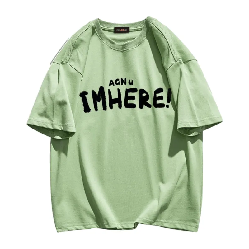 I am Here Letter Print T-shirt