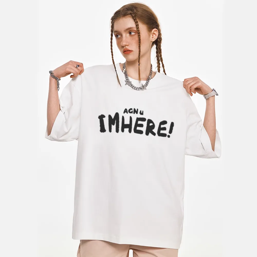 I am Here Letter Print T-shirt