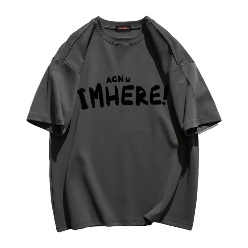 I am Here Letter Print T-shirt
