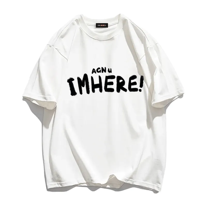 I am Here Letter Print T-shirt