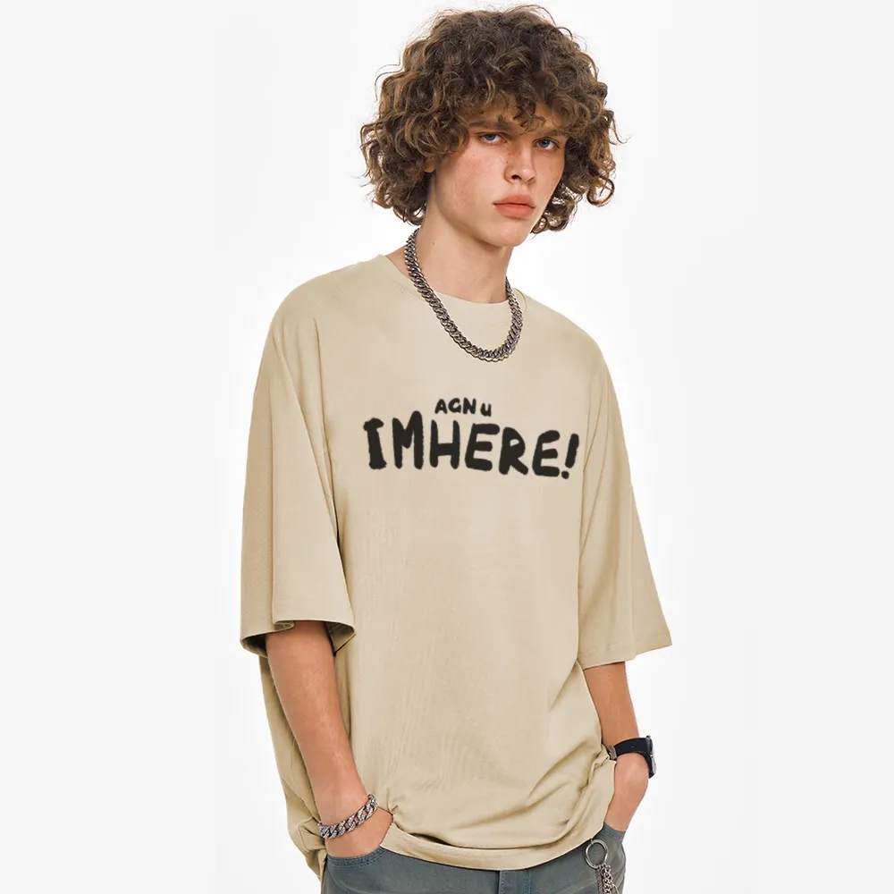 I am Here Letter Print T-shirt