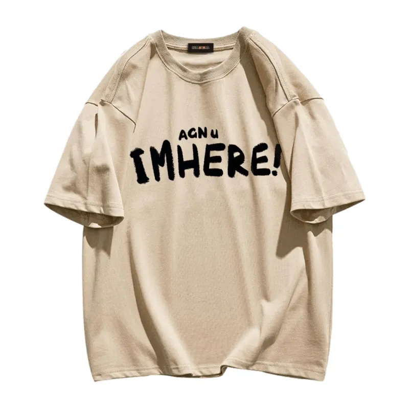 I am Here Letter Print T-shirt