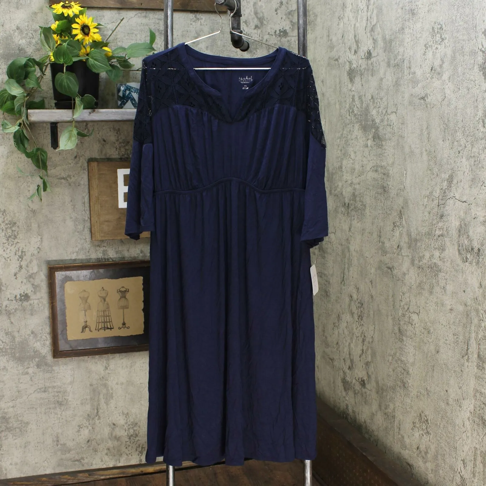 Isabel Maternity by Ingrid & Isabel 3/4 Sleeve Lace Yoke Knit Dress