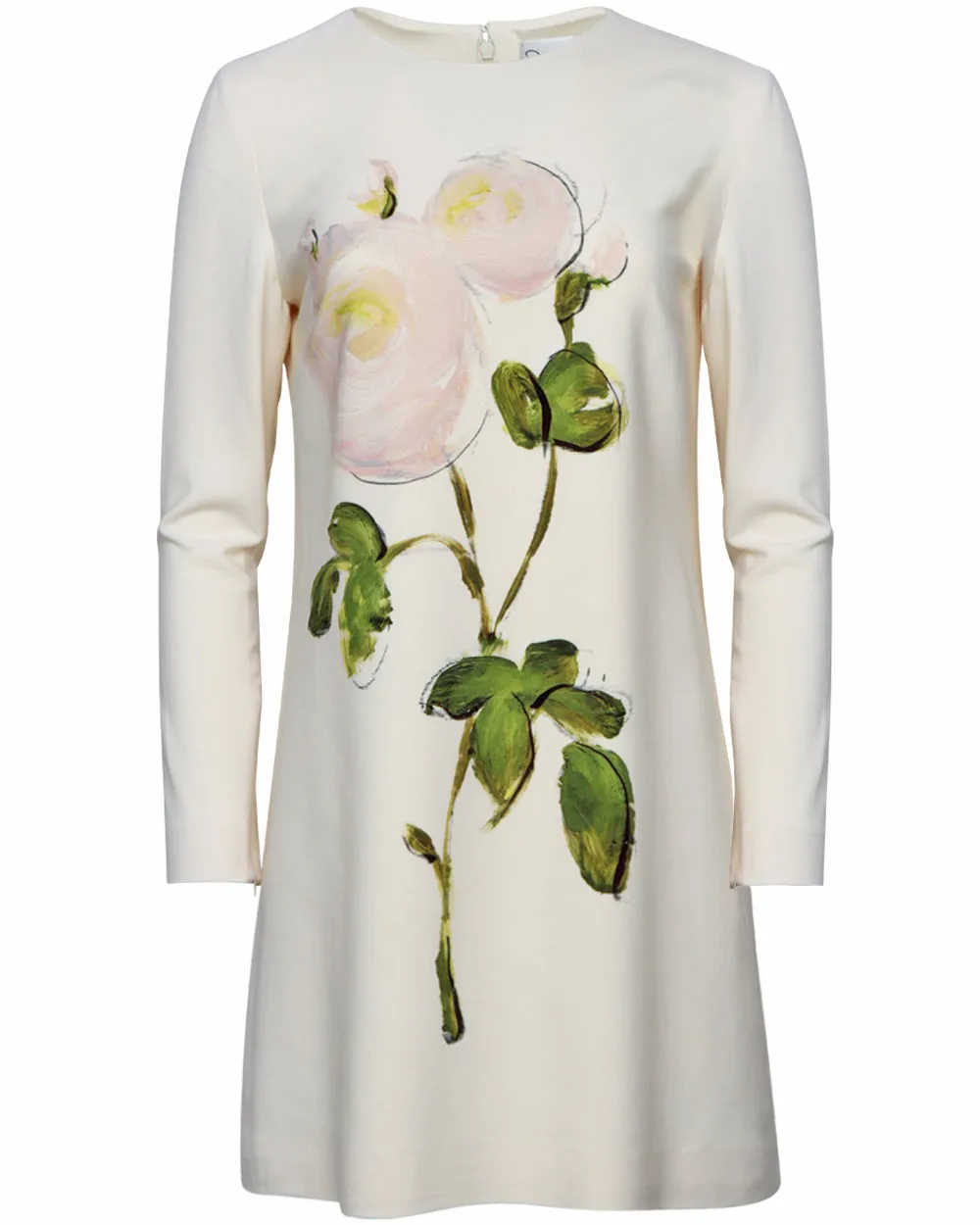 Ivory Painted Rose Shift Dress