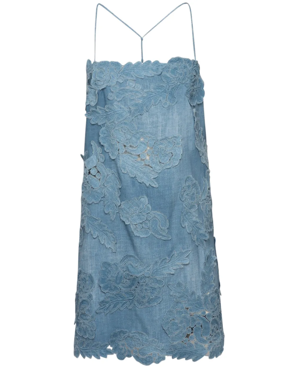 Jean Applique Mini Dress in Light Wash