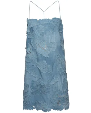 Jean Applique Mini Dress in Light Wash