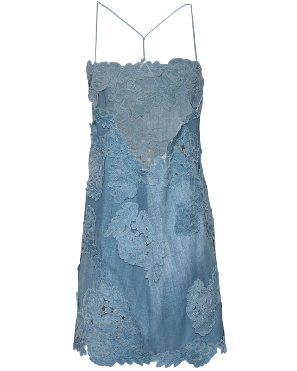 Jean Applique Mini Dress in Light Wash