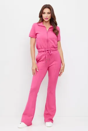 Knit Short Sleeve Track Jacket and Pants