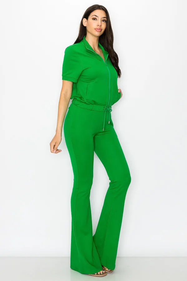 Knit Short Sleeve Track Jacket and Pants