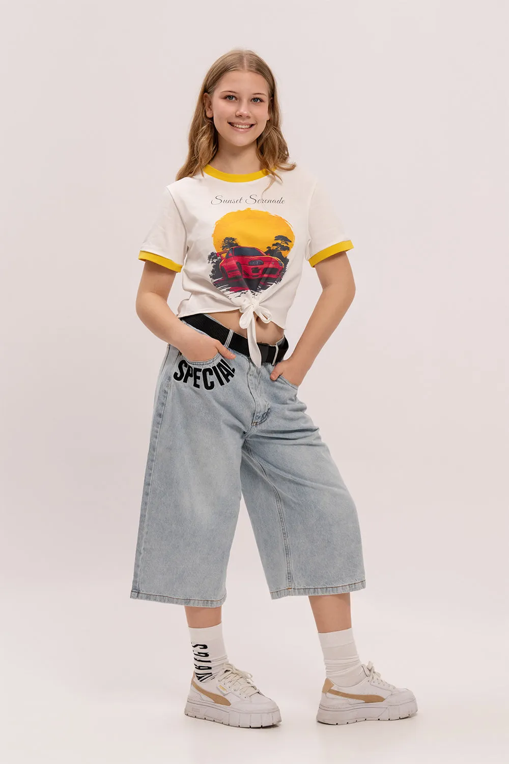 Knot Crop Graphic Tee (Sunset Serenade)