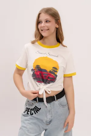 Knot Crop Graphic Tee (Sunset Serenade)