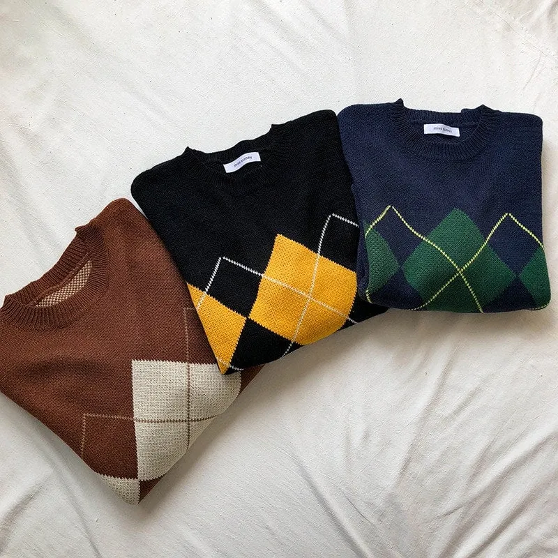 Korean Loose Geometric Pattern Sweaters