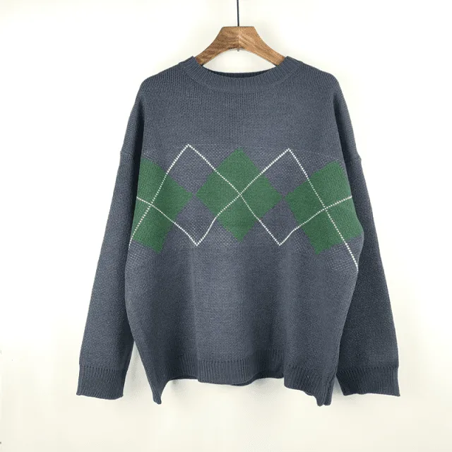 Korean Loose Geometric Pattern Sweaters
