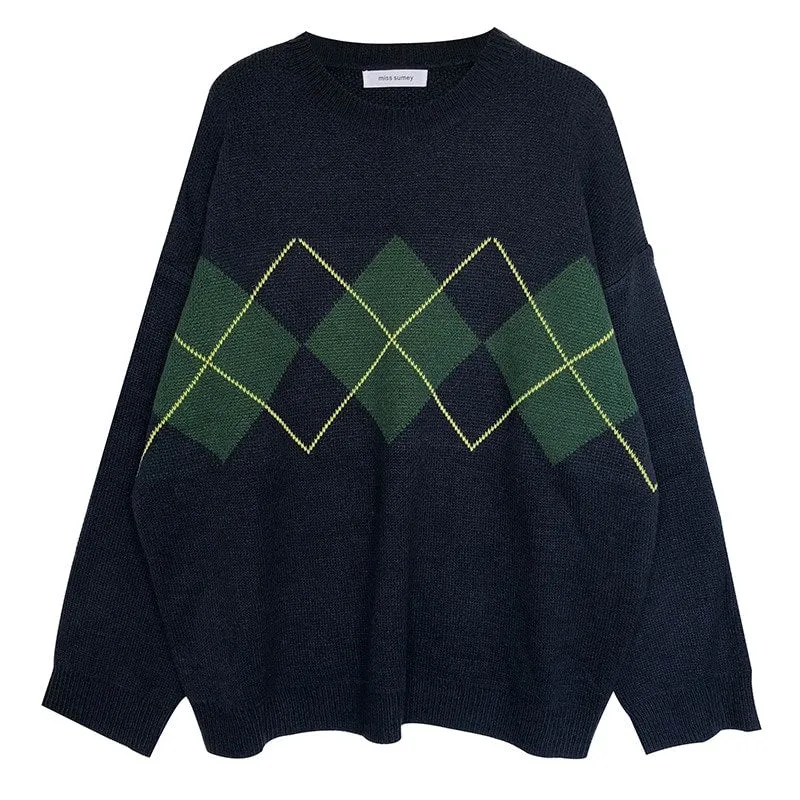 Korean Loose Geometric Pattern Sweaters