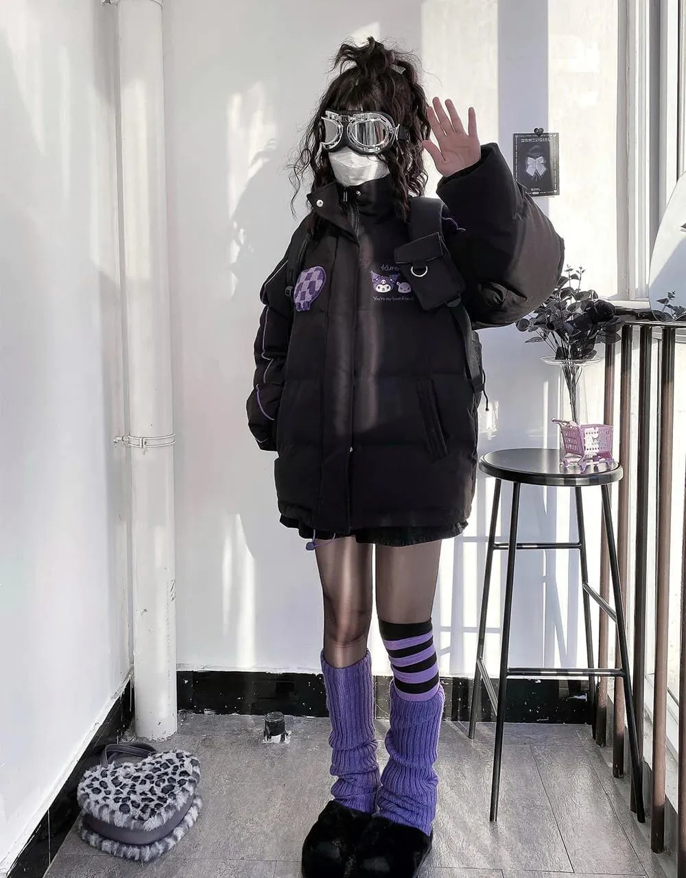 Kuromi and Cinnamoroll Puffer Jacket
