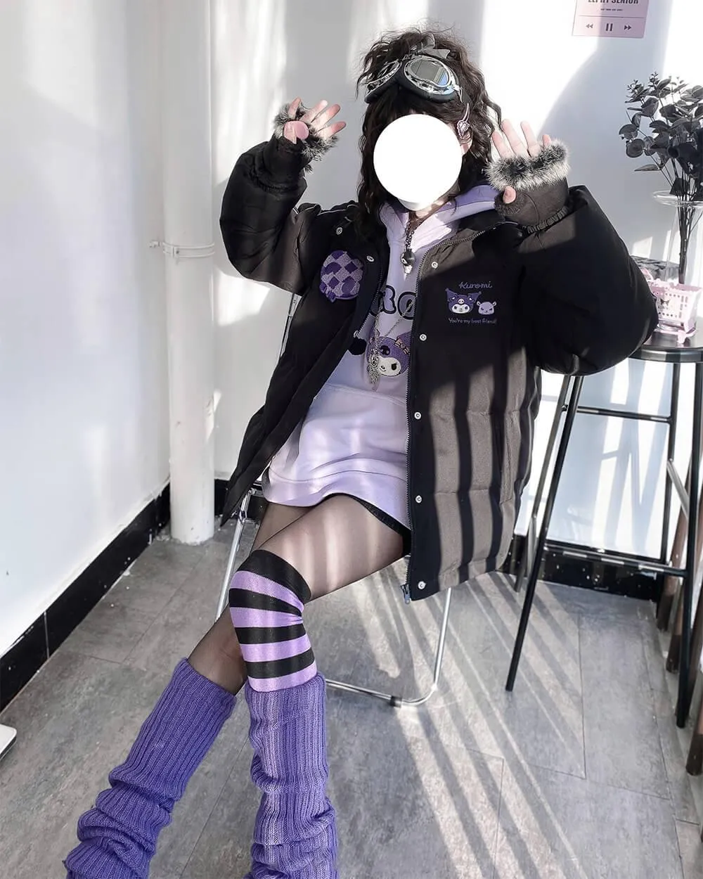 Kuromi and Cinnamoroll Puffer Jacket