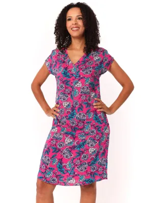 Ladies Cerise Tropical Shift Dress