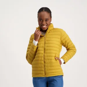Ladies-Long Sleeve Feather Puffer - Mustard