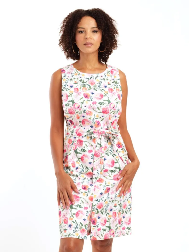 Ladies Sateen Belted Shift Dress