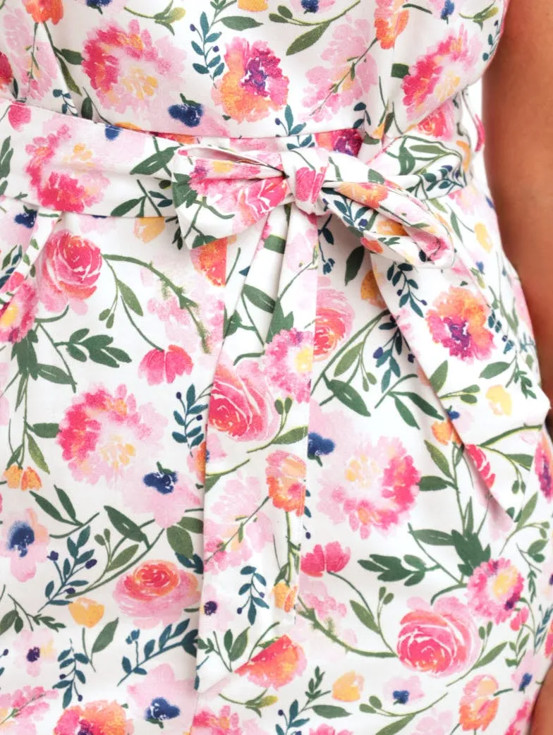 Ladies Sateen Belted Shift Dress