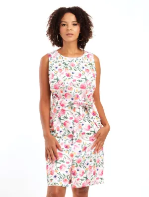 Ladies Sateen Belted Shift Dress