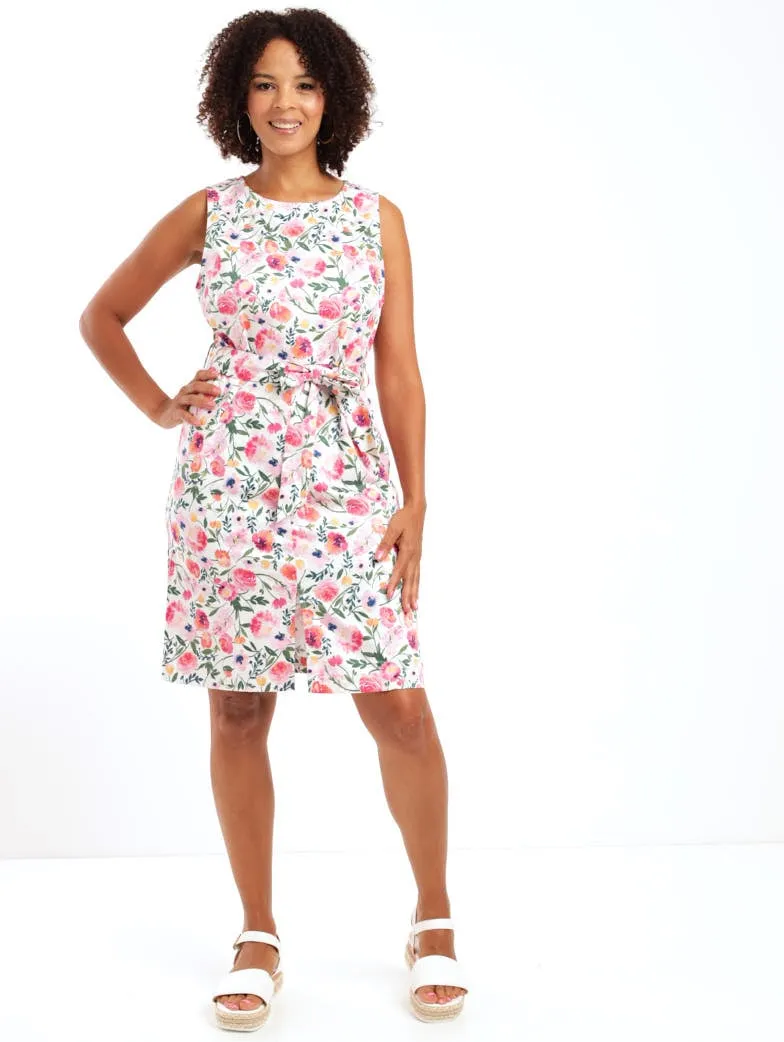 Ladies Sateen Belted Shift Dress