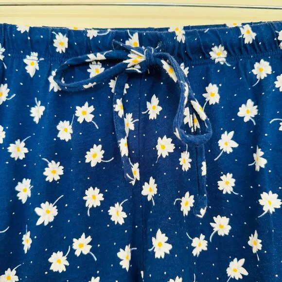 Lanz of Salzburg Daisy Delight Cotton Comfy Cheerful Blue Pajama Set Size Medium