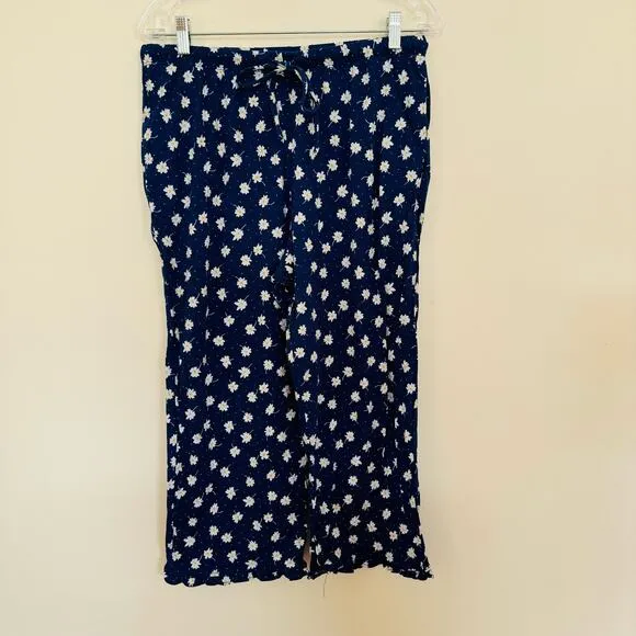 Lanz of Salzburg Daisy Delight Cotton Comfy Cheerful Blue Pajama Set Size Medium