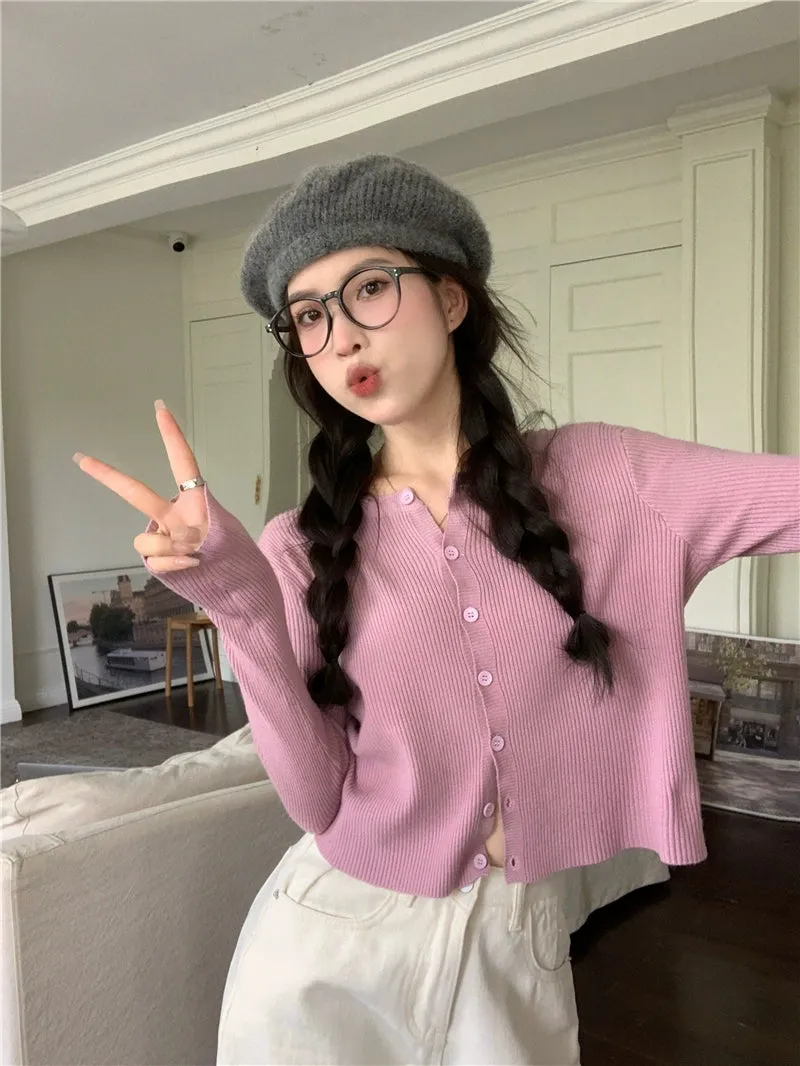 Lazy Early Spring round Neck Loose Sweaters Cardigan