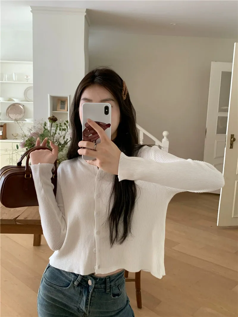 Lazy Early Spring round Neck Loose Sweaters Cardigan