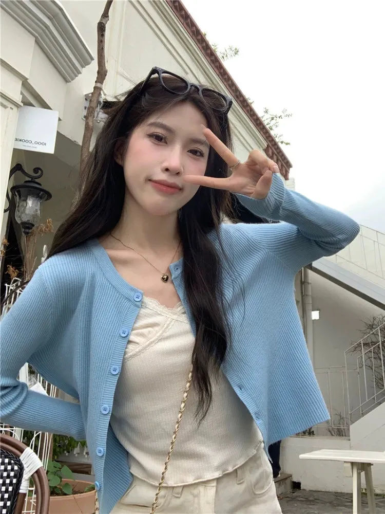 Lazy Early Spring round Neck Loose Sweaters Cardigan