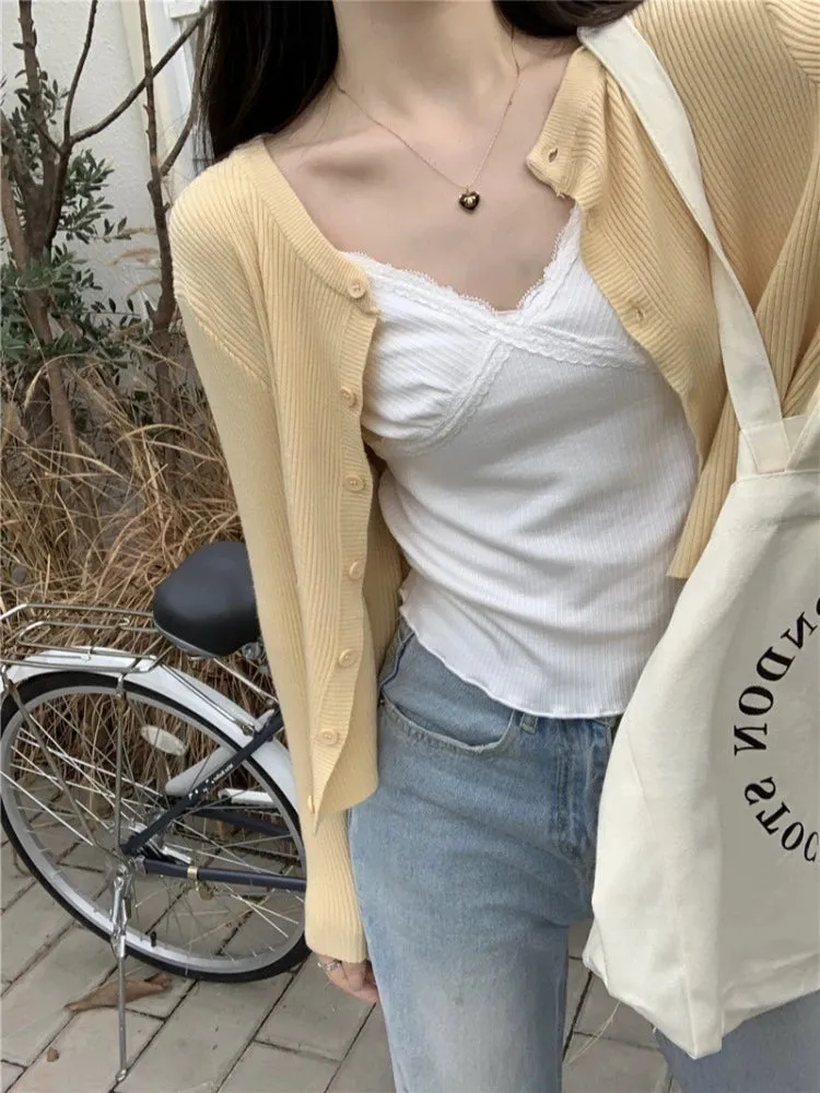 Lazy Early Spring round Neck Loose Sweaters Cardigan
