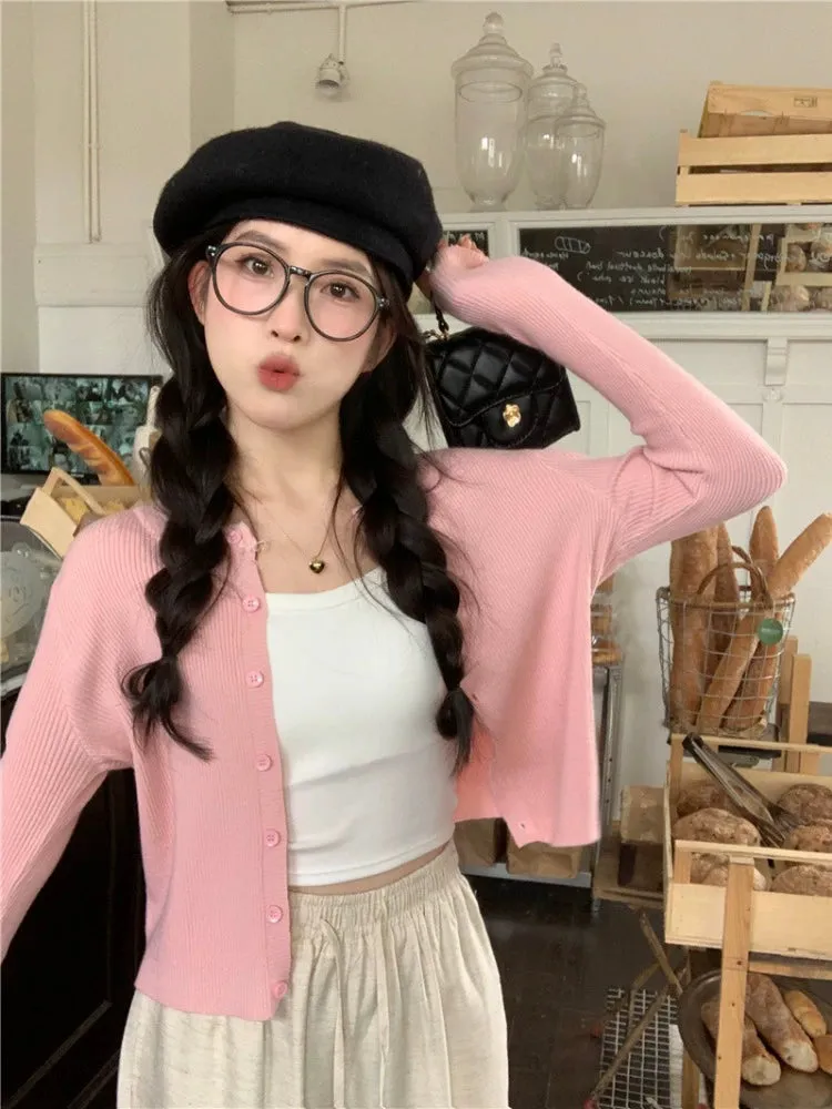 Lazy Early Spring round Neck Loose Sweaters Cardigan