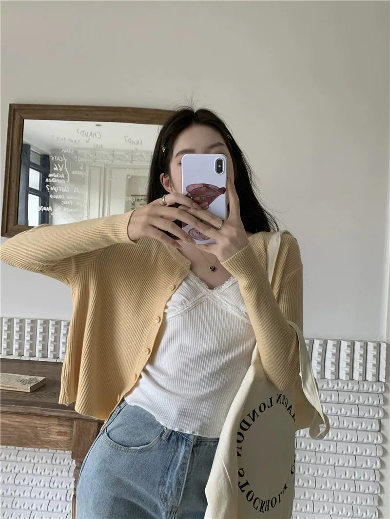 Lazy Early Spring round Neck Loose Sweaters Cardigan