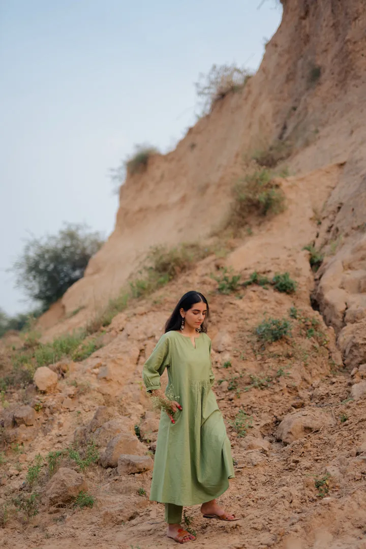 Leaf Green Kurta Set with Dupatta