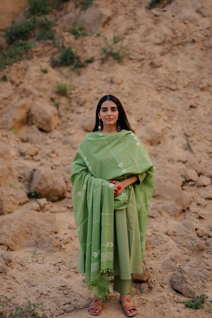 Leaf Green Kurta Set with Dupatta