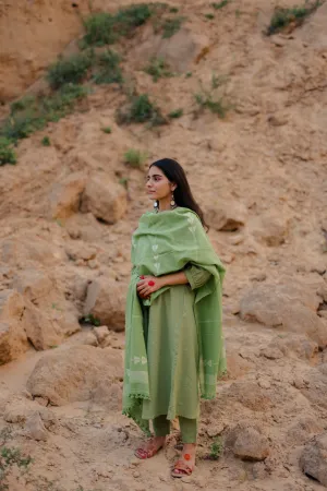 Leaf Green Kurta Set with Dupatta