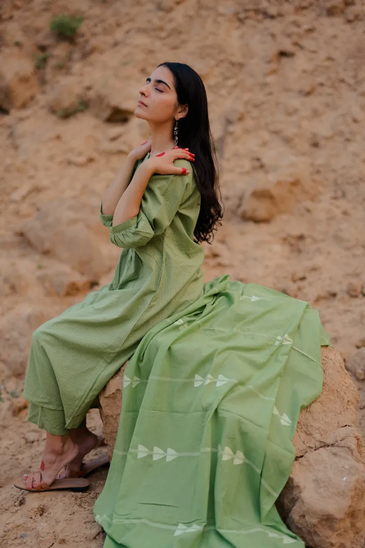 Leaf Green Kurta Set with Dupatta