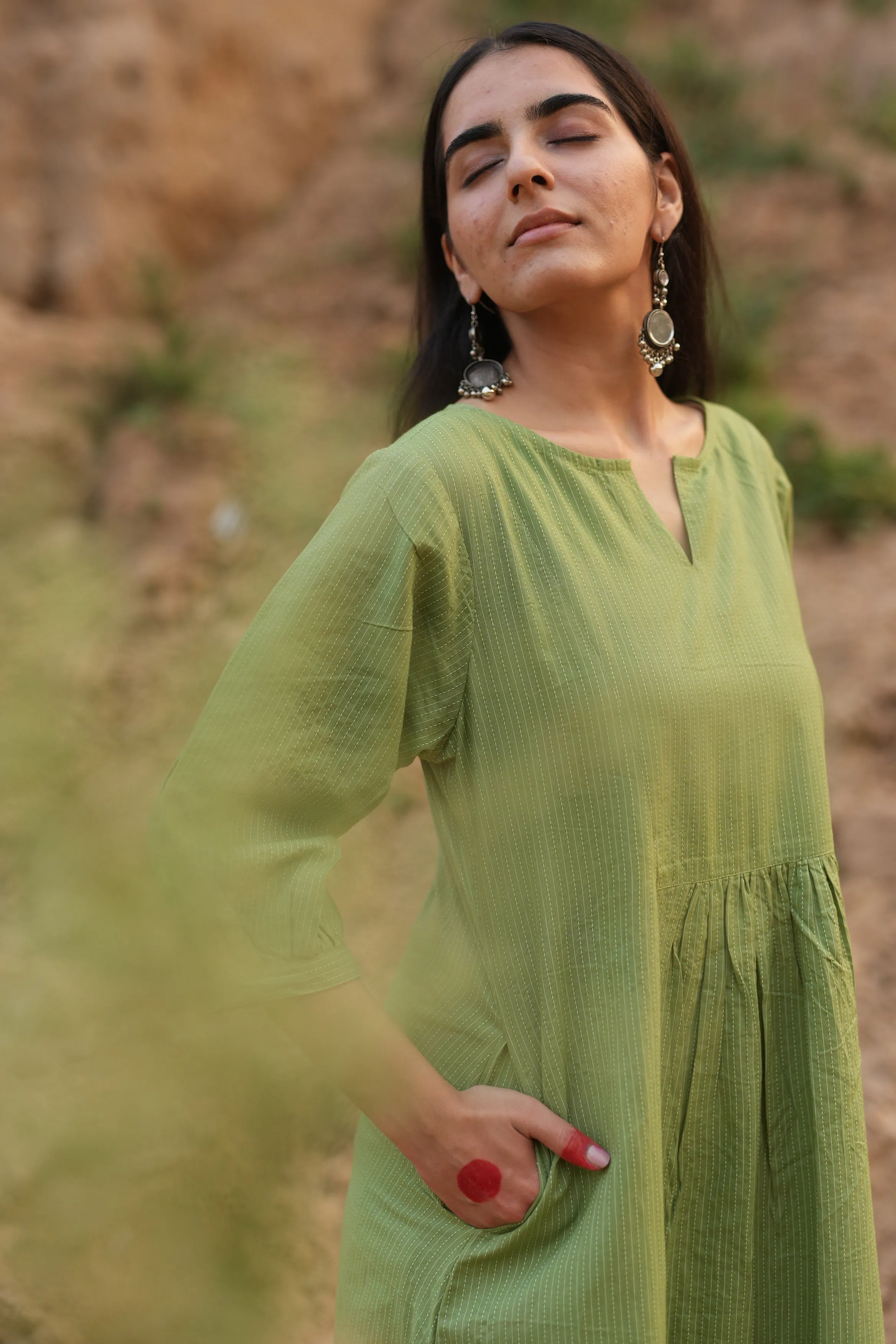 Leaf Green Kurta Set with Dupatta