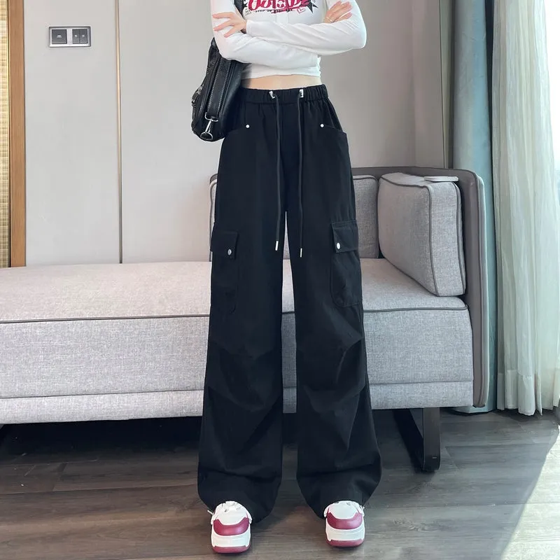 Lightweight Wide Leg Cargo Pant for Women with Drawstring Cuffs