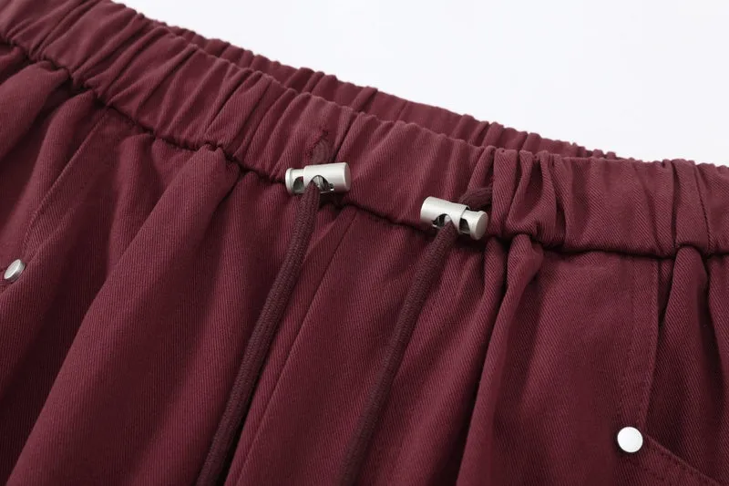 Lightweight Wide Leg Cargo Pant for Women with Drawstring Cuffs