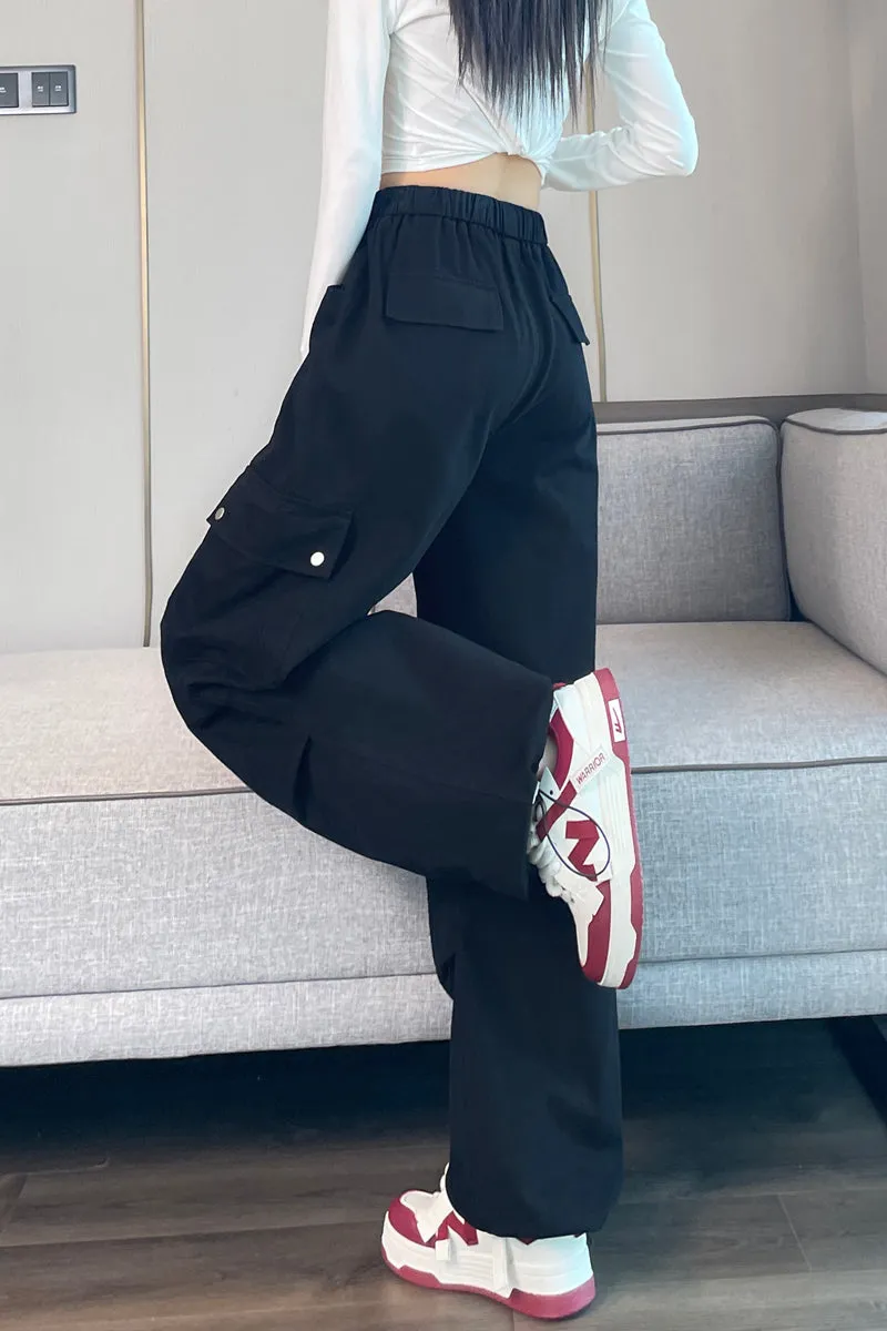 Lightweight Wide Leg Cargo Pant for Women with Drawstring Cuffs