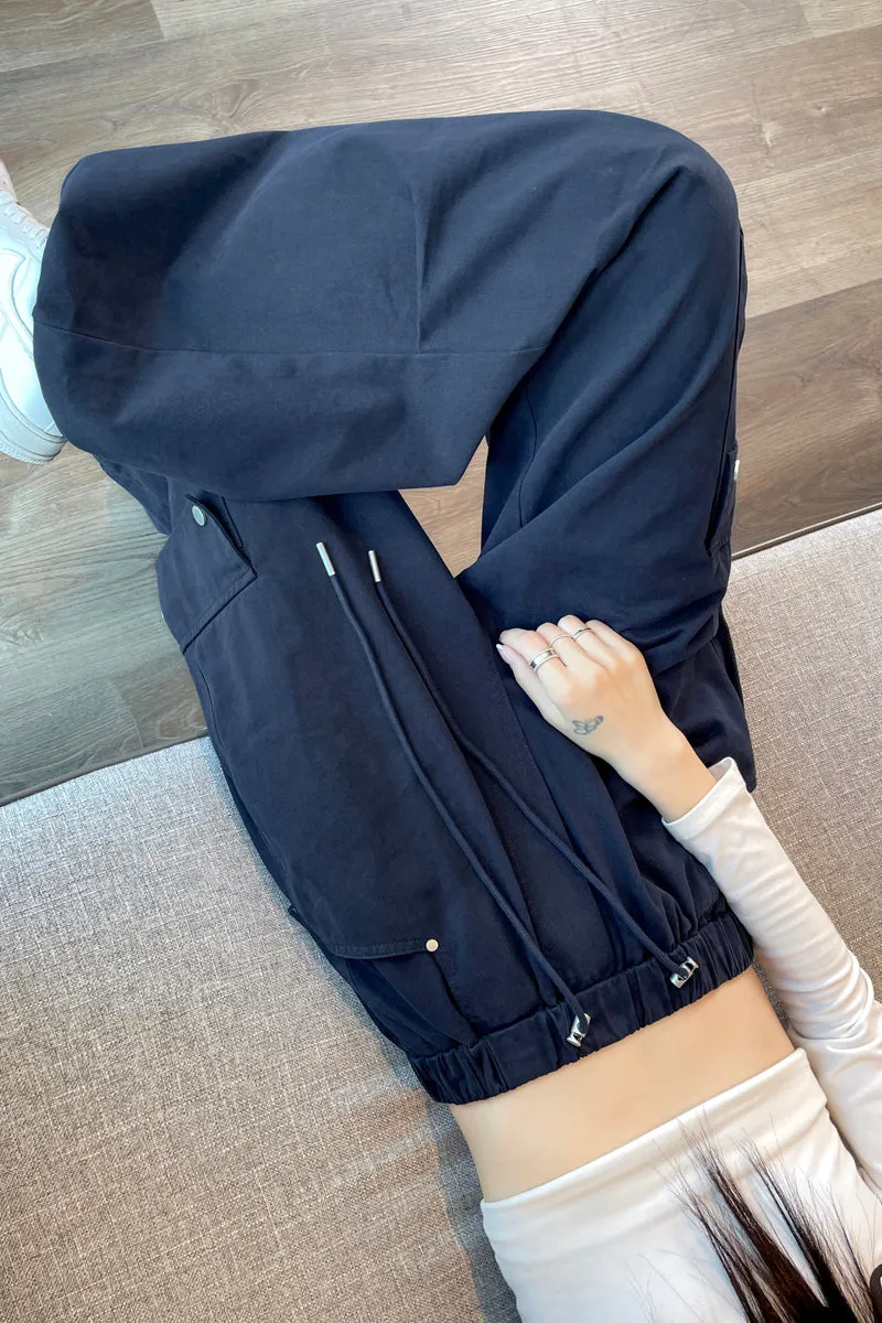Lightweight Wide Leg Cargo Pant for Women with Drawstring Cuffs
