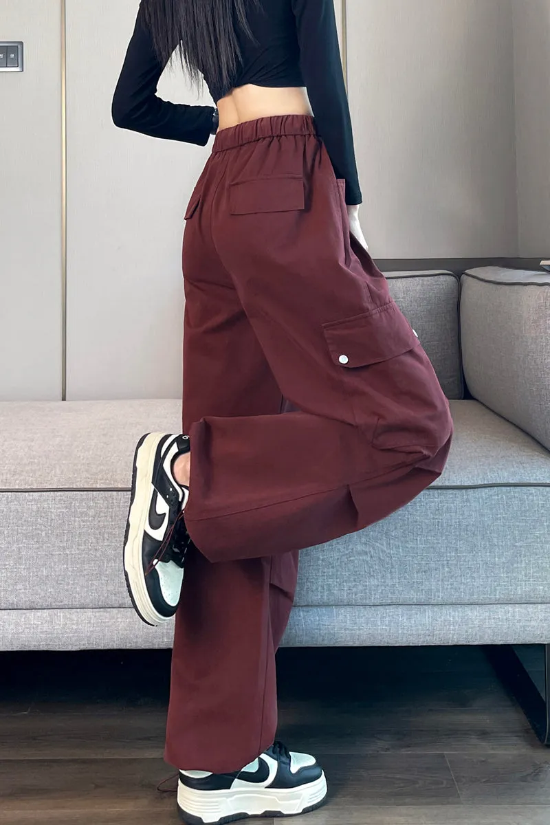 Lightweight Wide Leg Cargo Pant for Women with Drawstring Cuffs