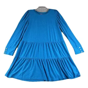 Lilly‎ Pulitzer Dress Womens Large Blue  Arlette  Long Sleeve Swiss Dot Tiered