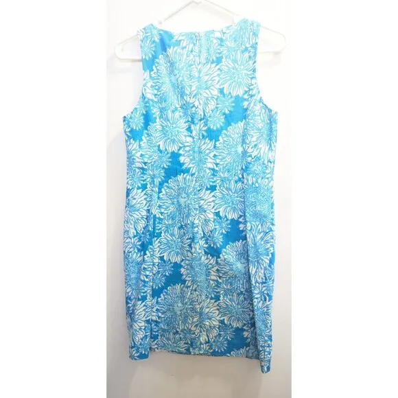 Lilly Pulitzer Women's 4 Lion In The Sun Ariel Blue Crochet Detail Shift Dress