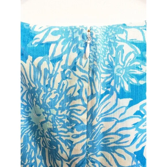 Lilly Pulitzer Women's 4 Lion In The Sun Ariel Blue Crochet Detail Shift Dress