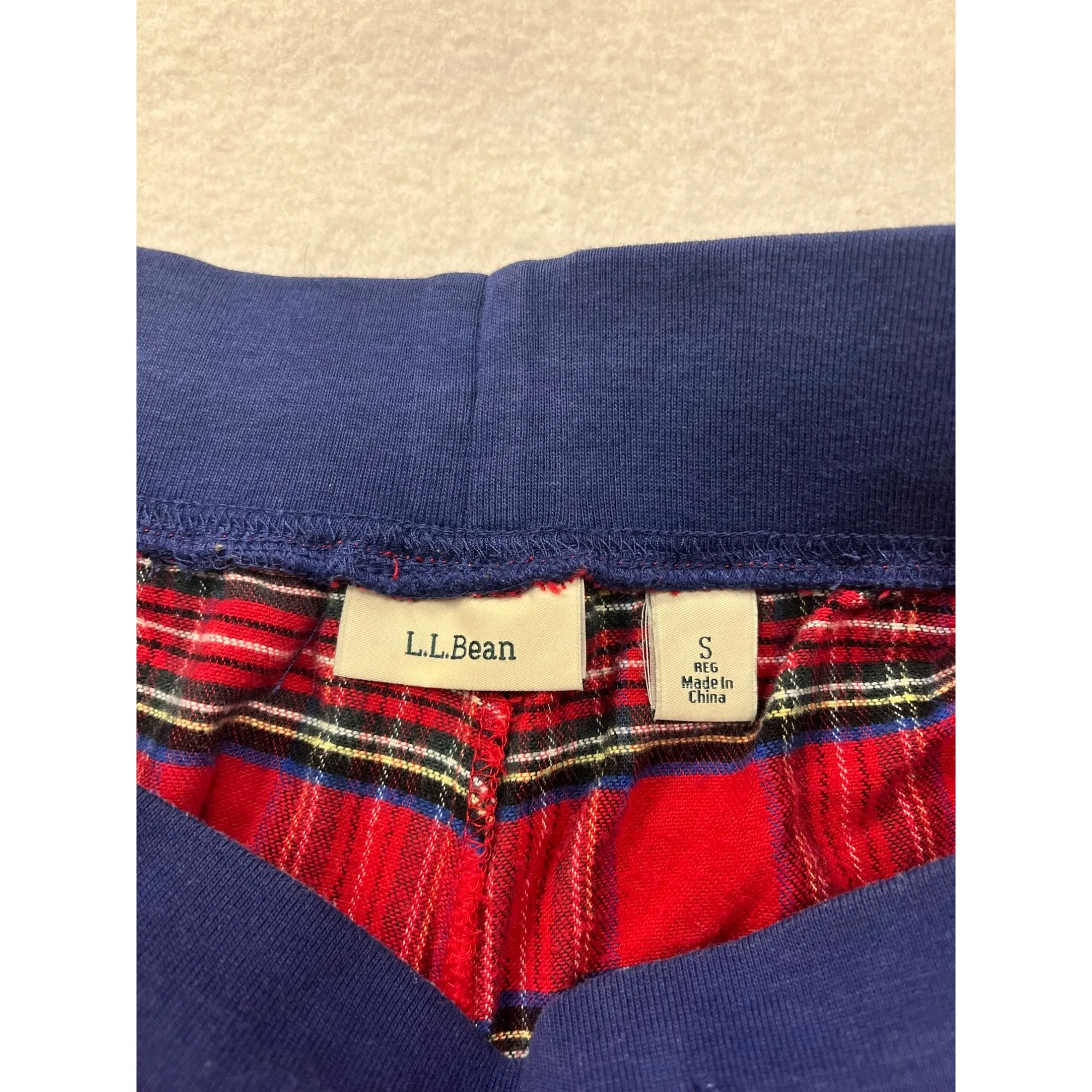 L.L.Bean Mens Red Plaid Pajama Pants S Elastic Waistband With Drawstring Comfortable Sleepwear #6864